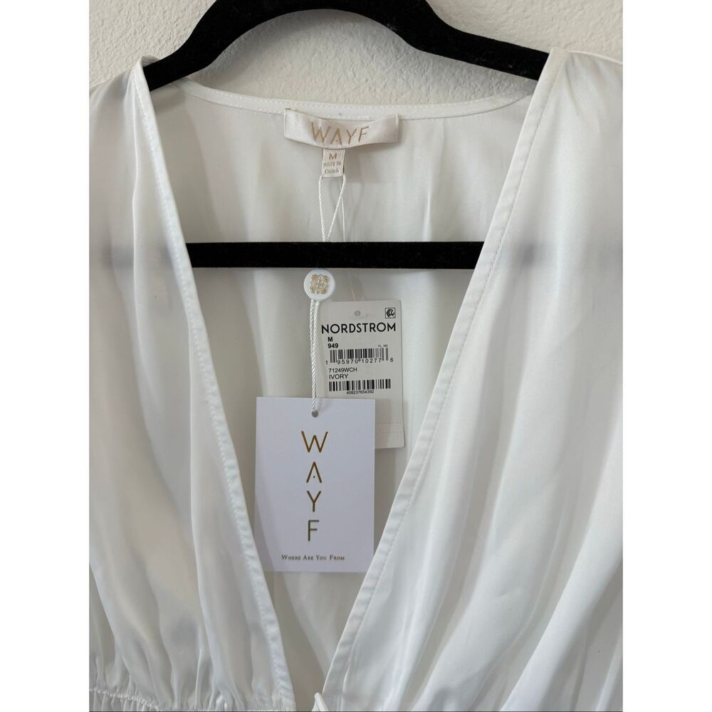 NWT WAYF Satin Tie Front Blouse, size: M - Picture 4 of 8
